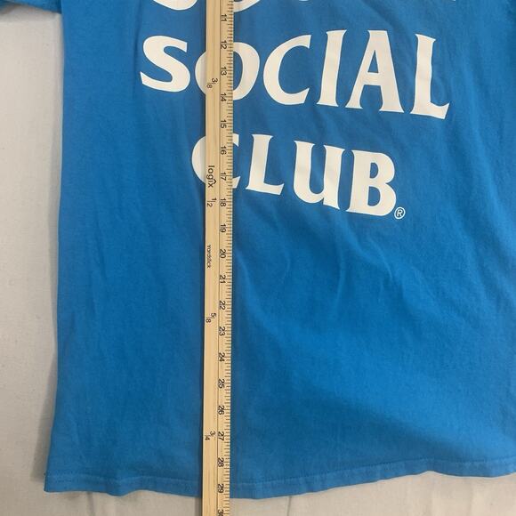 Anti Social Social Club T Shirt Mens Large International Ocean Blue Cotton Hype - Picture 6 of 7
